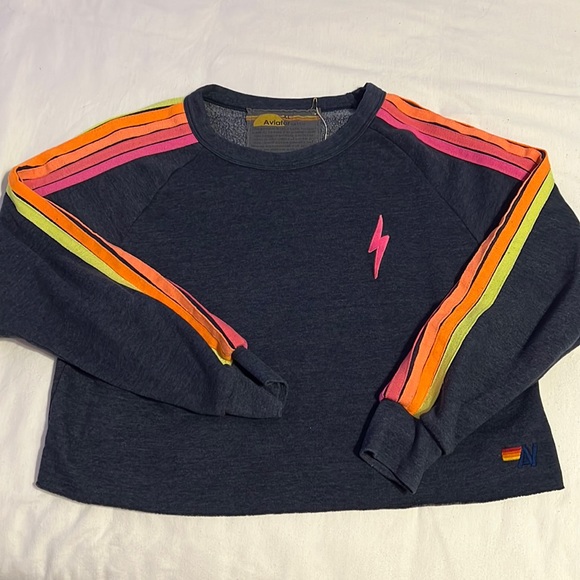 Aviator Nation Tops - Aviator Nation Heather Navy/ NeonStripe Sweatshirt SIZE XL (fits more like a M/L